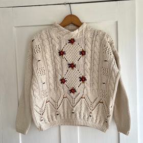 Cable Knit Embroidered Sweater