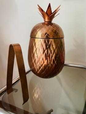 Rose gold pineapple ice bucket and tongs