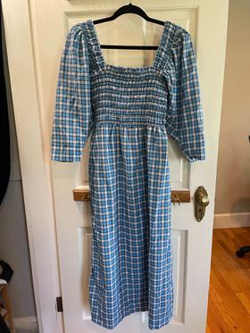 checkered midi dress