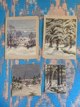 Set of 4 Prints-Winter Scenes