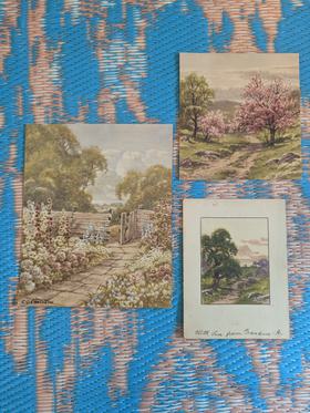 Set of 3 Vintage Prints-Spring Scenes