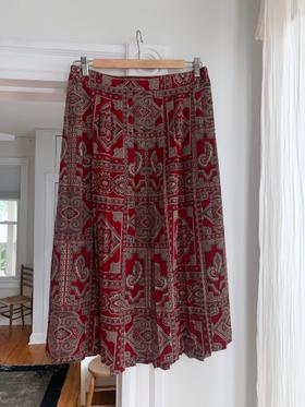 Paisley Pleated Skirt (fits size 8)