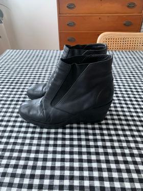 Leather Wedge Boot