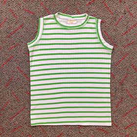 Green and White Striped Top