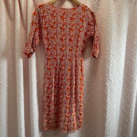 Orange Geometric Embroidered Midi Dress
