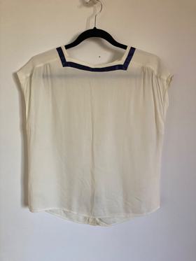 Silk mock sleeve cream blouse