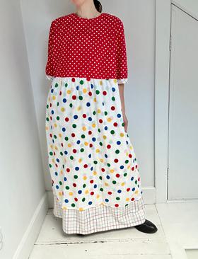 80s Indian cotton polka dot dress