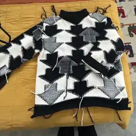 Oversized Arrow Checkerboard Sweater