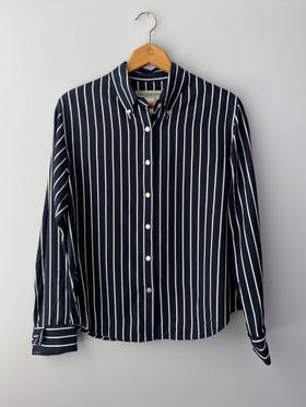 Vintage Navy Silk Pinstripe Shirt
