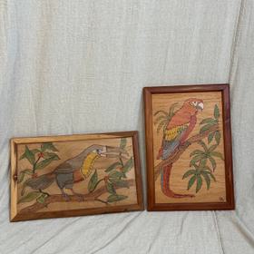 Set of 2 Wooden Bird Pictures