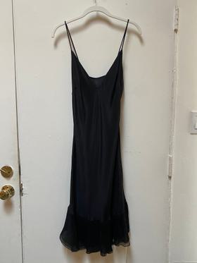 black silk slip dress