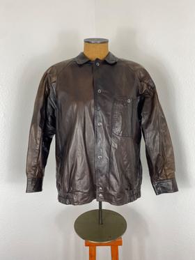 Vintage Leather Snap Front Jacket