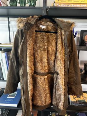 Brown Fur Lined Parka with Hood