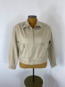 Twill Collection Zip Boxy Crop Jacket