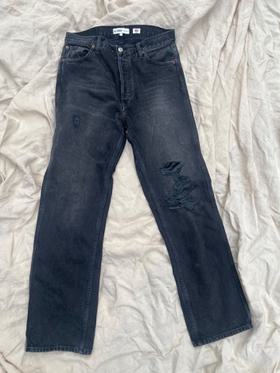 Straight leg distressed jeans