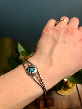 Sterling Silver & Turquoise Rope Cuff