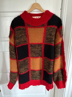 Plaid Mixed Print Wool Sweater