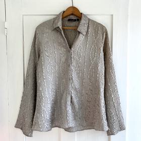 Silver Textured Button Down Top