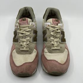 574 Pink/Olive Suede Sneakers