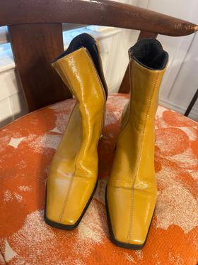 Mustard Patent Leather Boots