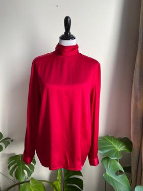 Cherry red silk blouse