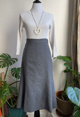 Grey Midi Wool Skirt