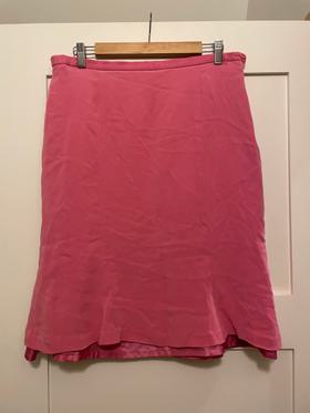 Pink A-Line Silk Skirt