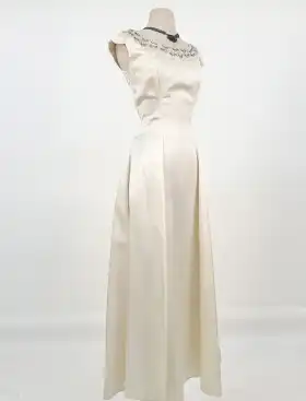 1960s satin gown with beaded neckline