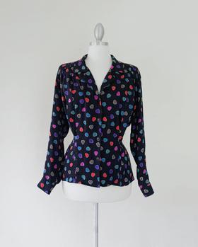 80s/90s silk patterned blouse