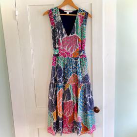 Silk Patterned Midi Dress