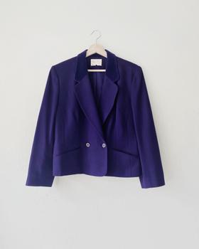 Purple cropped wool blazer made in USA