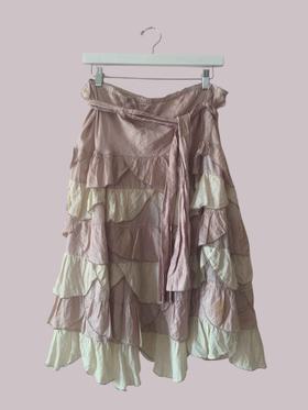 Scalloped Silk Skirt