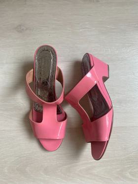 Pink Patent Leather Wedges