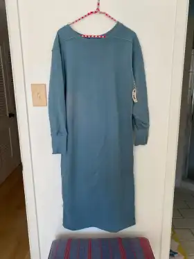 Lucy Blue Cotton Long Sweater Dress