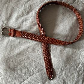 Leather braided silver tip belt