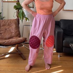 Upcycled Satin Quilted Knee Patch Pants